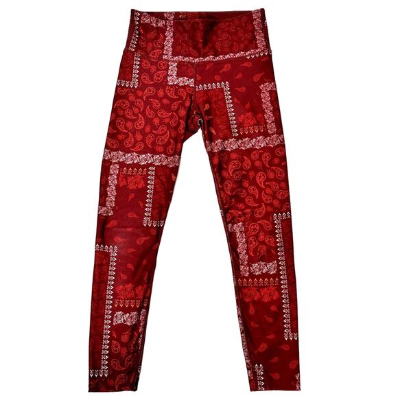 JoyLab Womens Leggings Pull On High Rise Patterned Red Workout Pants S - Picture 1 of 10